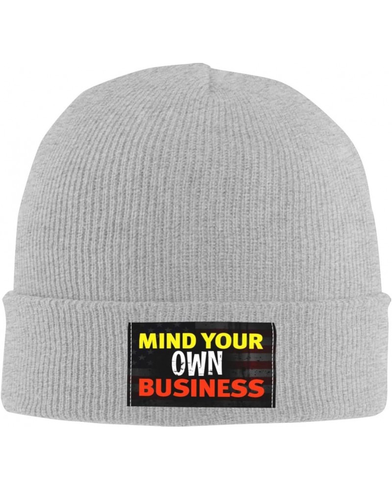 Mind Your Own Business Unisex Four Seasons Knitted Hat Winter Warm Hats Hats for Men Women One Size Gray $16.19 Skullies & Be...