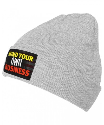 Mind Your Own Business Unisex Four Seasons Knitted Hat Winter Warm Hats Hats for Men Women One Size Gray $16.19 Skullies & Be...