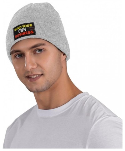 Mind Your Own Business Unisex Four Seasons Knitted Hat Winter Warm Hats Hats for Men Women One Size Gray $16.19 Skullies & Be...