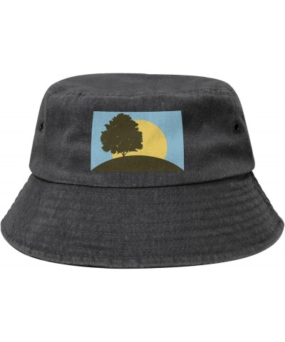 Flag of Pleasant Ridge Michigan Denim Bucket Hat Adult Unisex Fishing Sun Hat Black Black $12.52 Bucket Hats