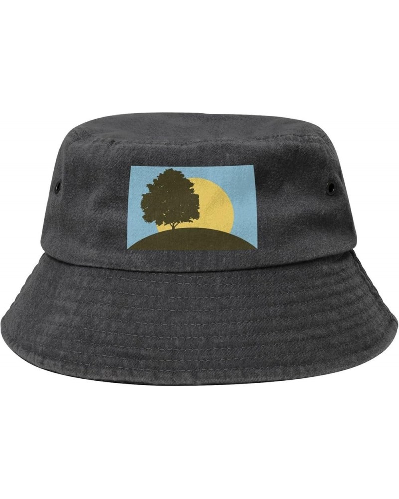 Flag of Pleasant Ridge Michigan Denim Bucket Hat Adult Unisex Fishing Sun Hat Black Black $12.52 Bucket Hats