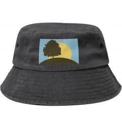 Flag of Pleasant Ridge Michigan Denim Bucket Hat Adult Unisex Fishing Sun Hat Black Black $12.52 Bucket Hats