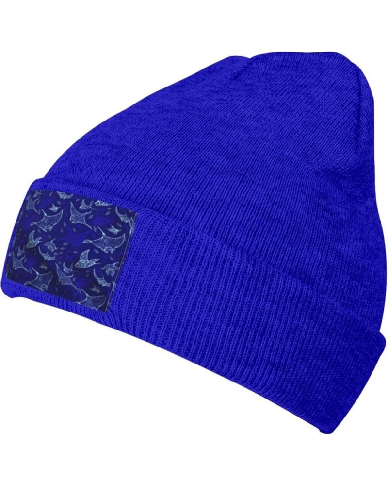 Manta Ray and Fish Print Skullies Beanies Thin Bonnet Cap Autumn Winter Casual Hat Outdoor Ski Knit Cap Blue $10.75 Skullies ...