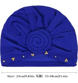 Women Turbans Hat Solid Head Wraps African Turban Flower Knot Pre-Tied Bonnet Beanie Cap for Women Navy $5.94 Skullies & Beanies