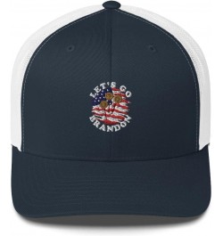 Let's Go Brandon Dalgona Game American Ripped Flag Trucker Cap Navy/ White $18.96 Baseball Caps