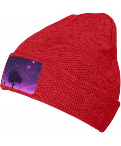 Black Warm Knit Hat Purple Night Pattern Soft Good Elasticity Suitable for Outdoor Sports Red $8.99 Skullies & Beanies