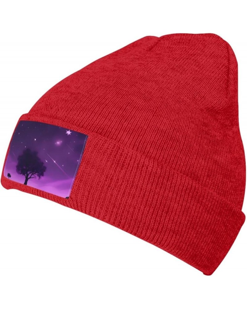 Black Warm Knit Hat Purple Night Pattern Soft Good Elasticity Suitable for Outdoor Sports Red $8.99 Skullies & Beanies