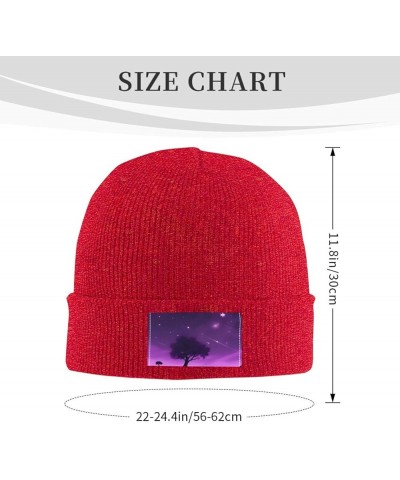 Black Warm Knit Hat Purple Night Pattern Soft Good Elasticity Suitable for Outdoor Sports Red $8.99 Skullies & Beanies