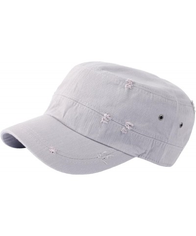 A172 Unisex Pre-Curved Distressed Vintage Basic Club Army Cap Cadet Military Hat L-gray $13.50 Baseball Caps