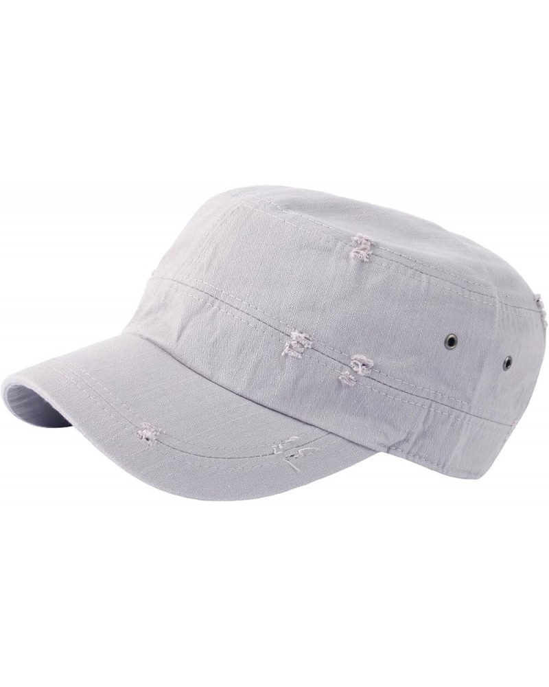 A172 Unisex Pre-Curved Distressed Vintage Basic Club Army Cap Cadet Military Hat L-gray $13.50 Baseball Caps