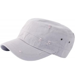 A172 Unisex Pre-Curved Distressed Vintage Basic Club Army Cap Cadet Military Hat L-gray $13.50 Baseball Caps