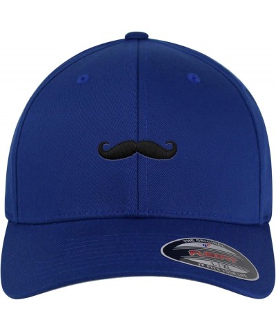 Flexfit Handlebar Mustache Embroidered Baseball Cap Funny Blue $12.89 Baseball Caps