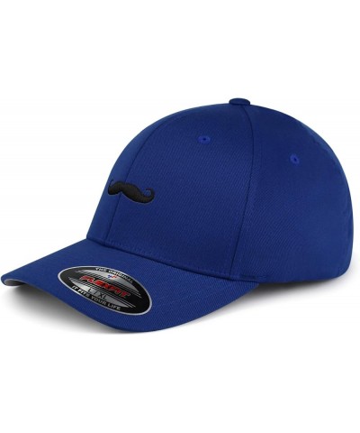 Flexfit Handlebar Mustache Embroidered Baseball Cap Funny Blue $12.89 Baseball Caps