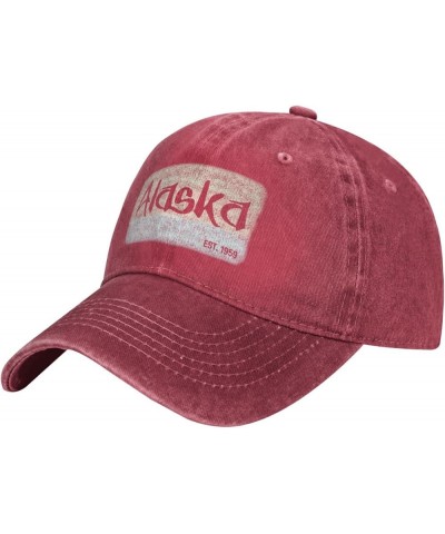 Alaska EST 1959 Cowboy Hat Men Funny Baseball Cap Hats for Women Dad Hat Adjustable Trucker Hat Red $11.48 Baseball Caps