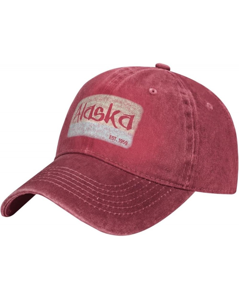 Alaska EST 1959 Cowboy Hat Men Funny Baseball Cap Hats for Women Dad Hat Adjustable Trucker Hat Red $11.48 Baseball Caps