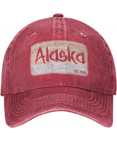 Alaska EST 1959 Cowboy Hat Men Funny Baseball Cap Hats for Women Dad Hat Adjustable Trucker Hat Red $11.48 Baseball Caps