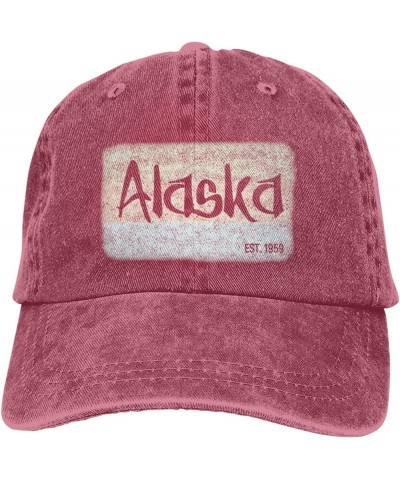 Alaska EST 1959 Cowboy Hat Men Funny Baseball Cap Hats for Women Dad Hat Adjustable Trucker Hat Red $11.48 Baseball Caps