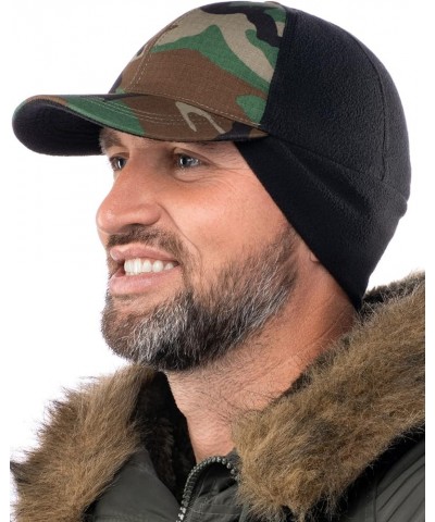 Mens Winter Hat with Earflaps and Visor - Warm Trucker Baseball Cap Hat Wood Camo $13.70 Baseball Caps