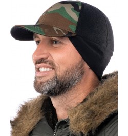 Mens Winter Hat with Earflaps and Visor - Warm Trucker Baseball Cap Hat Wood Camo $13.70 Baseball Caps