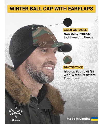 Mens Winter Hat with Earflaps and Visor - Warm Trucker Baseball Cap Hat Wood Camo $13.70 Baseball Caps