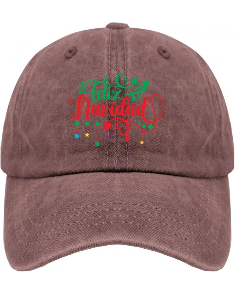 Feliz Navidad Baseball Cap Mexico Hat Pigment Black Mens Hat Gifts for Men Golf Hats Wine Red $9.50 Sun Hats