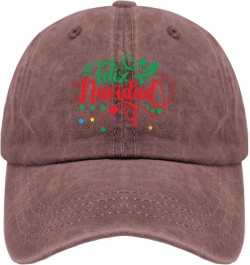 Feliz Navidad Baseball Cap Mexico Hat Pigment Black Mens Hat Gifts for Men Golf Hats Wine Red $9.50 Sun Hats