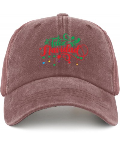 Feliz Navidad Baseball Cap Mexico Hat Pigment Black Mens Hat Gifts for Men Golf Hats Wine Red $9.50 Sun Hats