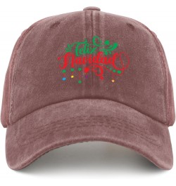 Feliz Navidad Baseball Cap Mexico Hat Pigment Black Mens Hat Gifts for Men Golf Hats Wine Red $9.50 Sun Hats