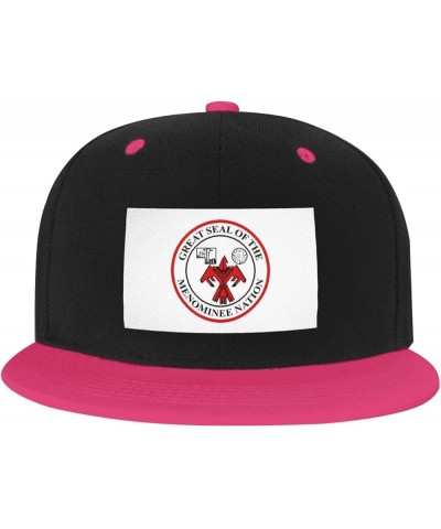 Flag of The Menominee Nation Baseball Cap for Men Women Snapback Hat Adjustable Flat Bill Hats Pink $14.58 Baseball Caps