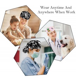 Overlapping Skull 2 Pcs Scrub Cap Working Cap with Buttons Adjustable Nurse Hat for Woman Man $11.43 Skullies & Beanies