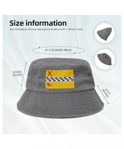 Woerden Flag Denim Bucket Hat Adult Unisex Fishing Sun Hat Black Gray $9.89 Bucket Hats