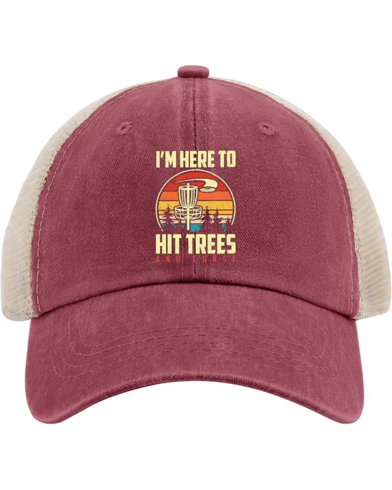 I'm here to hit Trees and Curse Trucker hat River hat Womens Trucker hat Gifts for Dad Golf Hats Wine Red02 $11.43 Sun Hats