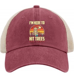 I'm here to hit Trees and Curse Trucker hat River hat Womens Trucker hat Gifts for Dad Golf Hats Wine Red02 $11.43 Sun Hats