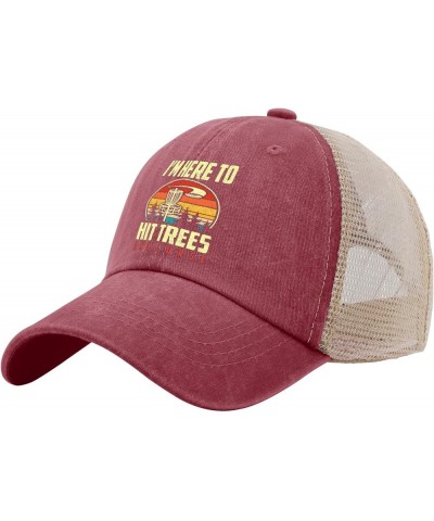 I'm here to hit Trees and Curse Trucker hat River hat Womens Trucker hat Gifts for Dad Golf Hats Wine Red02 $11.43 Sun Hats