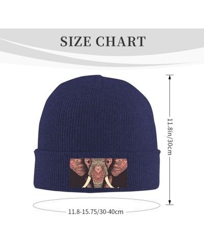 Beanie for Men Women Heart Shaped Elephant Warm Winter Knit Cuffed Beanie Soft Warm Ski Hats Unisex Navy Blue $11.41 Skullies...