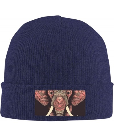 Beanie for Men Women Heart Shaped Elephant Warm Winter Knit Cuffed Beanie Soft Warm Ski Hats Unisex Navy Blue $11.41 Skullies...