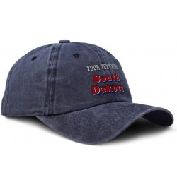 Custom Soft Washed Baseball Cap South Dakota Cotton Dad Hats for Men & Women Navy Personalized Text Here $12.04 Baseball Caps