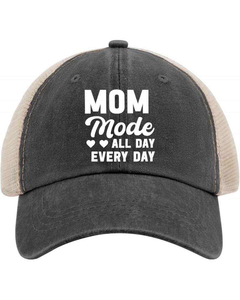 Mom Mode All Day Every Day Cap Womans Hat AllBlack Mens Beach Hat Gifts for Women Baseball Hats Allblack $10.34 Sun Hats