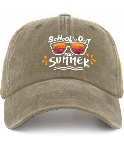 Schools Out for Summer Hat Travel Hat Pigment Black Golf Hat Gifts for Grandpa Golf Hats Pigment Khaki $10.07 Sun Hats