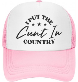 I Put The Cunt in Country Mesh Hat Cap Men Women Baseball Cap Trucker Hat Black Pink $10.33 Baseball Caps