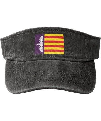 Flag of Mallorca Sun Visor Hats for Women Men Adjustable Sports Sun Hats Cotton Golf Cap Black $12.14 Visors