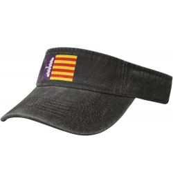 Flag of Mallorca Sun Visor Hats for Women Men Adjustable Sports Sun Hats Cotton Golf Cap Black $12.14 Visors