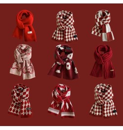 Women Men Winter Thick Cable Knit Wrap Chunky Warm Scarf Ribbed Large Red Scarves Long Wrap Shawl K $11.39 Scarves