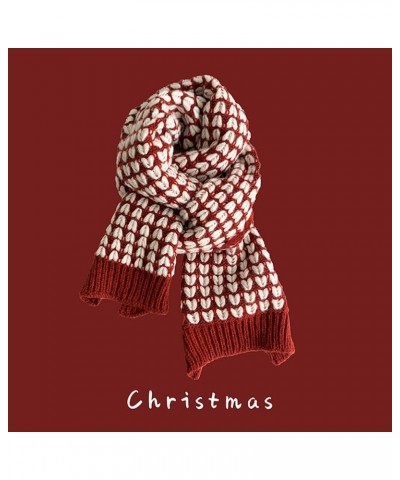 Women Men Winter Thick Cable Knit Wrap Chunky Warm Scarf Ribbed Large Red Scarves Long Wrap Shawl K $11.39 Scarves