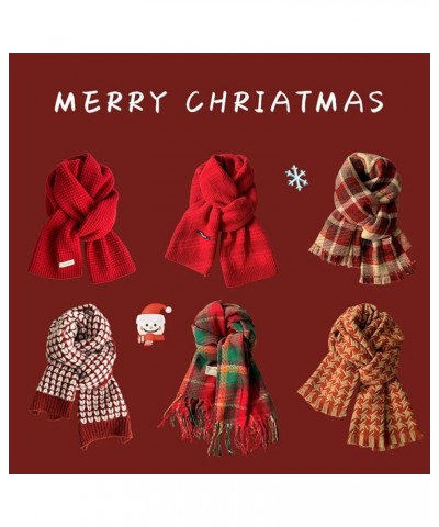 Women Men Winter Thick Cable Knit Wrap Chunky Warm Scarf Ribbed Large Red Scarves Long Wrap Shawl K $11.39 Scarves