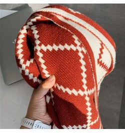 Women Men Winter Thick Cable Knit Wrap Chunky Warm Scarf Ribbed Large Red Scarves Long Wrap Shawl K $11.39 Scarves