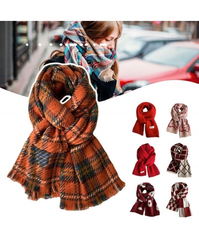 Women Men Winter Thick Cable Knit Wrap Chunky Warm Scarf Ribbed Large Red Scarves Long Wrap Shawl K $11.39 Scarves