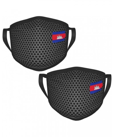 Flag of Cambodia Face Mask 2 Pcs Face Cover Reusable Washable Breathable for Men Women Balaclavas Bandanas Black $11.49 Balac...