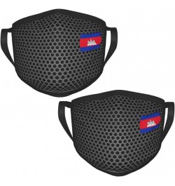 Flag of Cambodia Face Mask 2 Pcs Face Cover Reusable Washable Breathable for Men Women Balaclavas Bandanas Black $11.49 Balac...