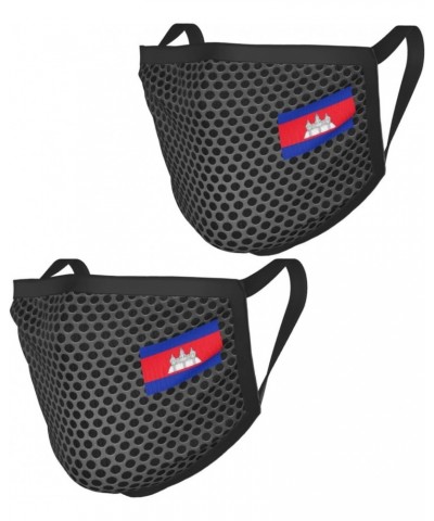 Flag of Cambodia Face Mask 2 Pcs Face Cover Reusable Washable Breathable for Men Women Balaclavas Bandanas Black $11.49 Balac...